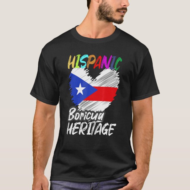 Camiseta Bandera de Puerto Rico Mes de Patrimonio Hispano N (Anverso)