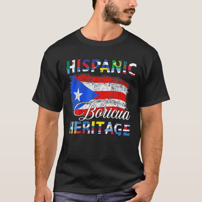 Camiseta Bandera de Puerto Rico Mes de Patrimonio Hispano N (Anverso)