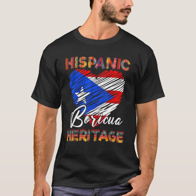 Camiseta Bandera de Puerto Rico Mes de Patrimonio Hispano N (Anverso)