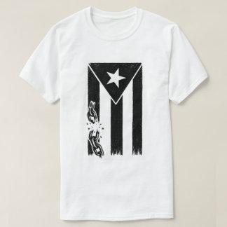 Camiseta Bandera de Puerto Rico Negra y Blanca Resistencia