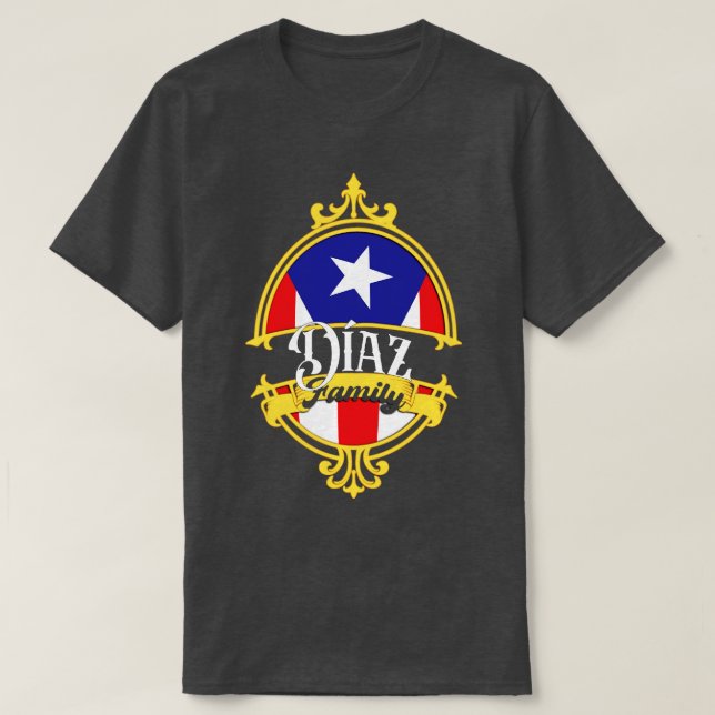Camiseta Bandera de Puerto Rico para la Familia Diaz (Diseño del anverso)