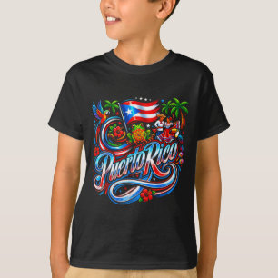 Camiseta bandera de Puerto Rico rana floral boricua hispáni