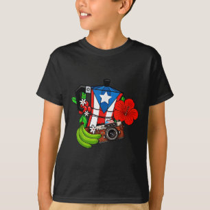 Camiseta Bandera de Puerto Rico Rana Floral Boricua Mujeres