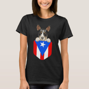 Camiseta Bandera de Puerto Rico Rat Terrier Perro En Bolsil