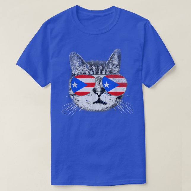 Camiseta Bandera de Puerto Rico Rota Gif, el amante del gat (Diseño del anverso)