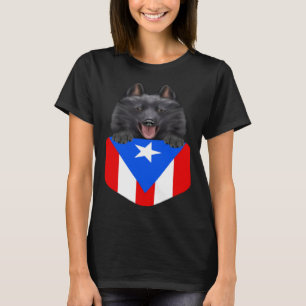 Camiseta Bandera de Puerto Rico Schipperke Perro en el bols