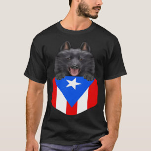 Camiseta Bandera de Puerto Rico Schipperke Perro en el bols