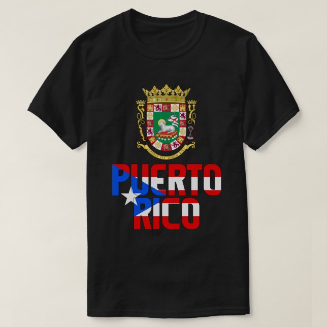 Camiseta Bandera de Puerto Rico y Patriótico Del Escudo De  (Diseño del anverso)