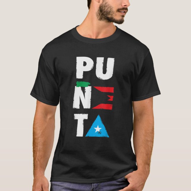 Camiseta Bandera de Puneta Bandera Puerto Rico perturbada (Anverso)