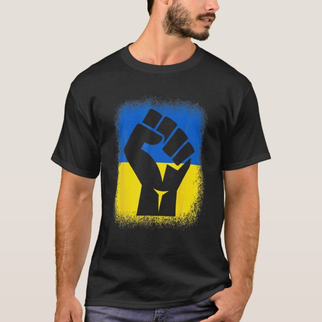 Camiseta Bandera De Puño Con La Bandera De Ucrania Solidari (Anverso)
