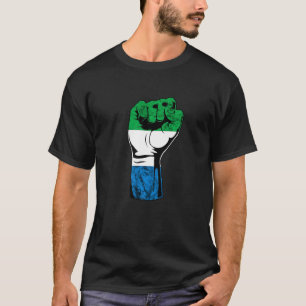 Camiseta Bandera de Puño Mano de Sierra Leona Raíces de Sie