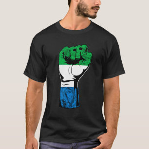 Camiseta Bandera de Puño Mano de Sierra Leona Raíces de Sie