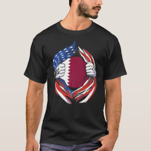 Camiseta Bandera de Qatar Orgullo americano de mi herencia