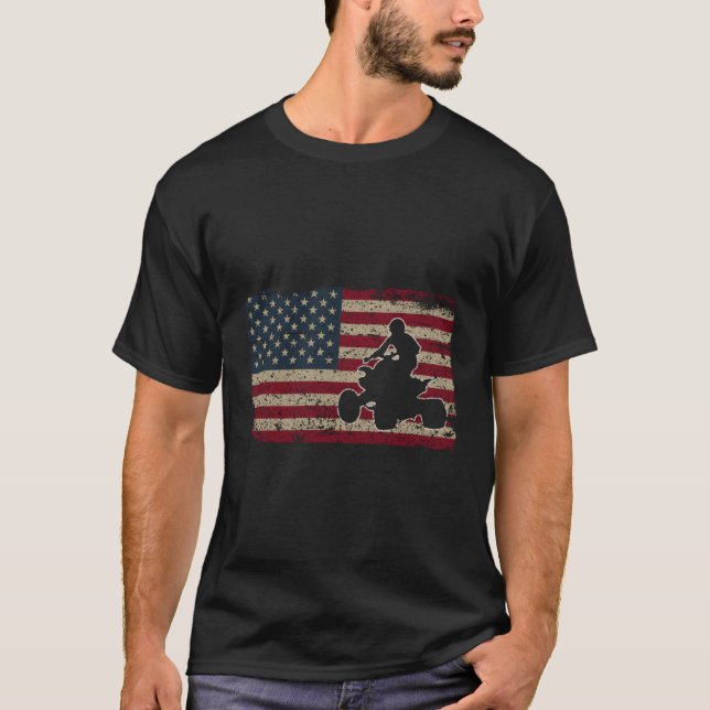 Camiseta Bandera de Quad Biker America I Atv Four Wheeler Q (Anverso)