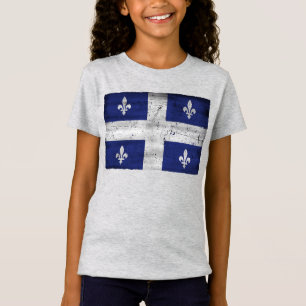 Camiseta Bandera de Quebec estilo grunge erosionado