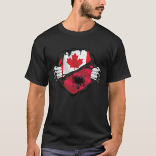 Camiseta Bandera de raíces albanesas canadienses arrancadas