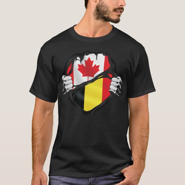 Camiseta Bandera de raíces arrancadas de manos de Canadá en (Anverso)