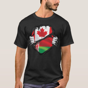 Camiseta Bandera de raíces bielorrusas en manos canadienses