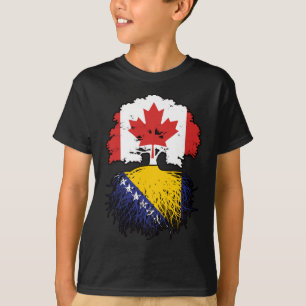 Camiseta Bandera de raíces bosnias de árbol canadiense cana