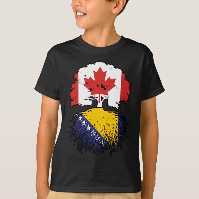 Camiseta Bandera de raíces bosnias de árbol canadiense cana (Anverso)