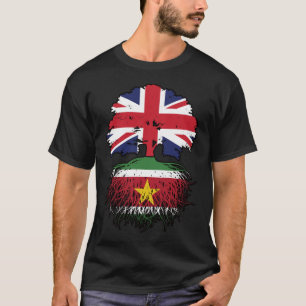Camiseta Bandera de raíces británicas de árboles surinamese
