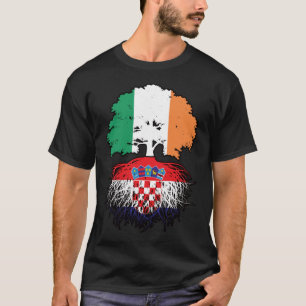 Camiseta Bandera de raíces croatas irlandesas en árboles de