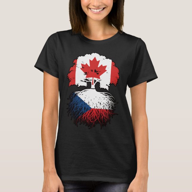 Camiseta Bandera de raíces de árbol canadiense checo (Anverso)