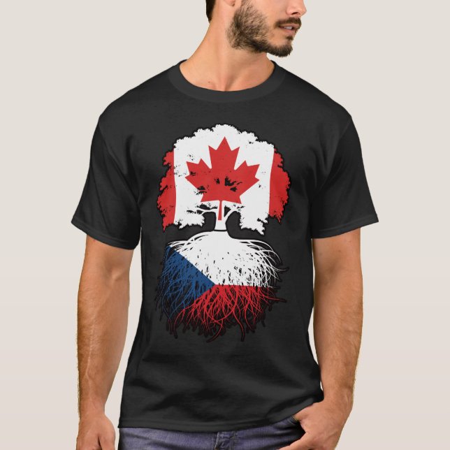 Camiseta Bandera de raíces de árbol canadiense checo (Anverso)