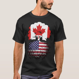 Camiseta Bandera de raíces de árbol de Canadá estadounidens