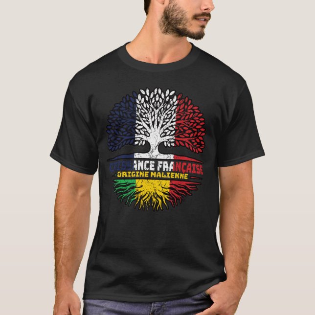 Camiseta Bandera de raíces de árbol de Francia malí-maliens (Anverso)