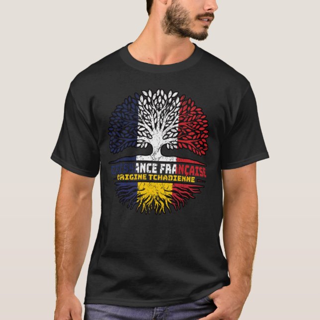 Camiseta Bandera de raíces de árbol francés chadiano (Anverso)