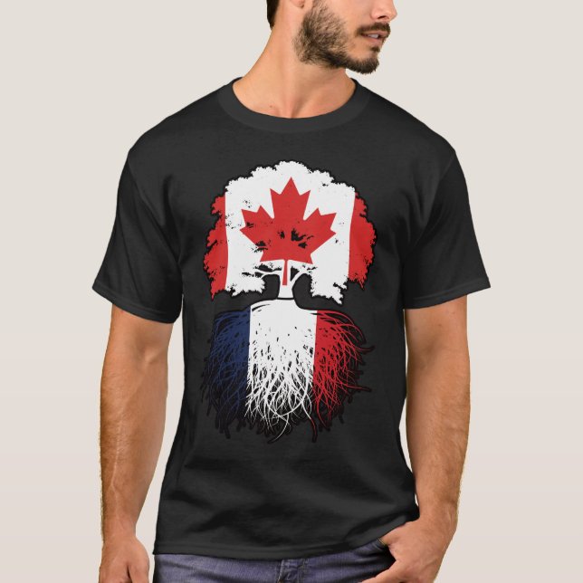 Camiseta Bandera de raíces de árbol franco-canadienses en F (Anverso)