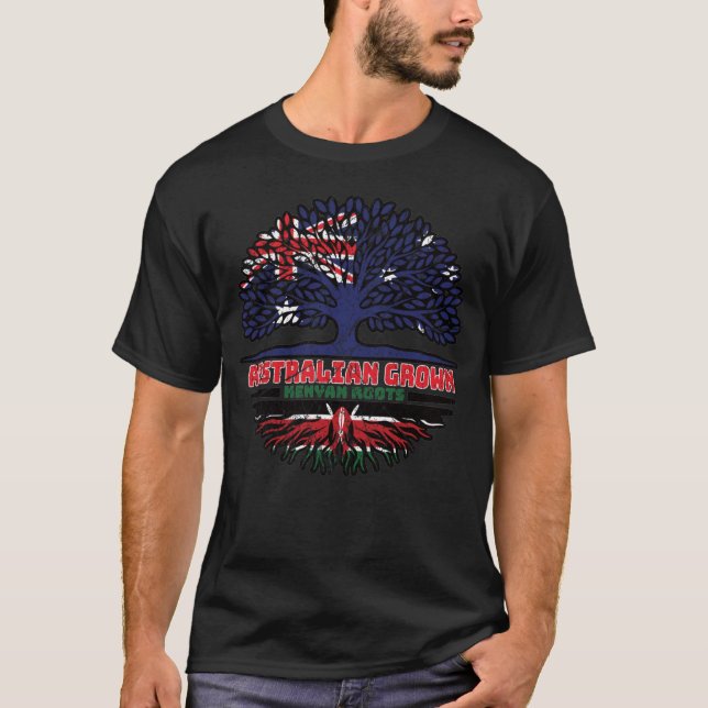 Camiseta Bandera de raíces de árbol keniano australiano-aus (Anverso)