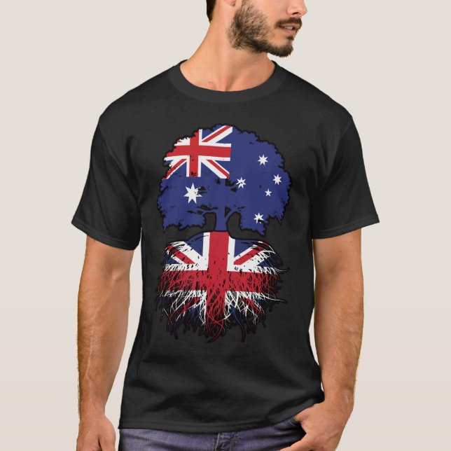 Camiseta Bandera de raíces de árboles australianos británic (Anverso)