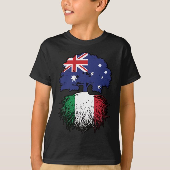 Camiseta Bandera de raíces de árboles australianos italiano (Anverso)