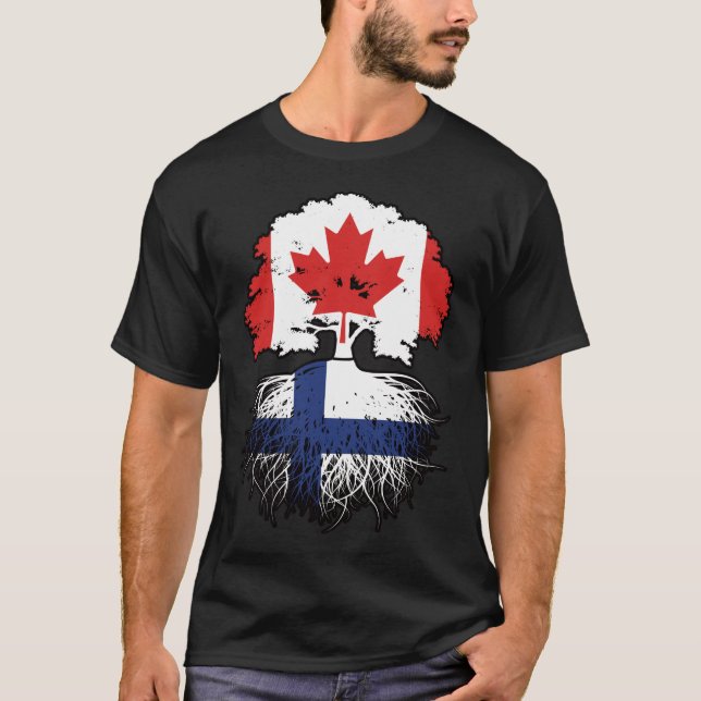 Camiseta Bandera de raíces de árboles de Canadá finlandés (Anverso)