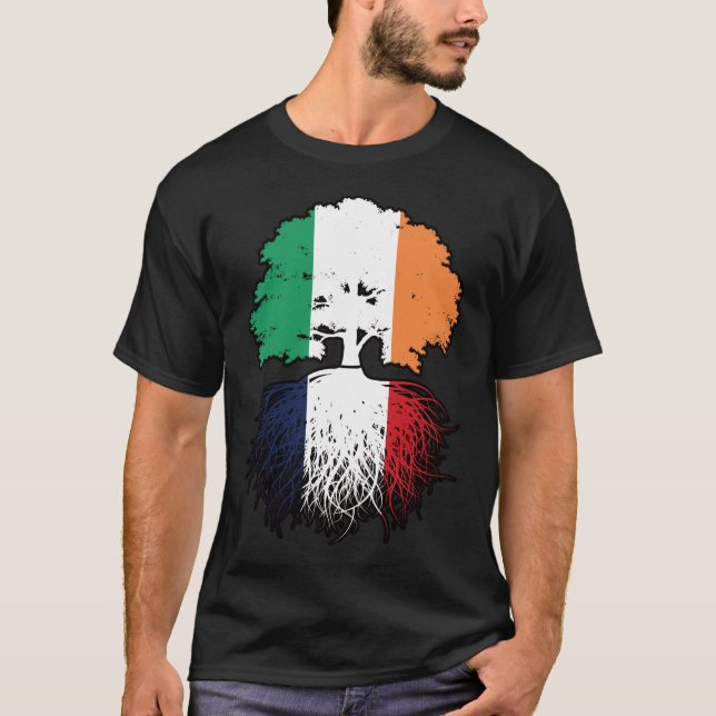 Camiseta Bandera de raíces de árboles de Irlanda francesa (Anverso)