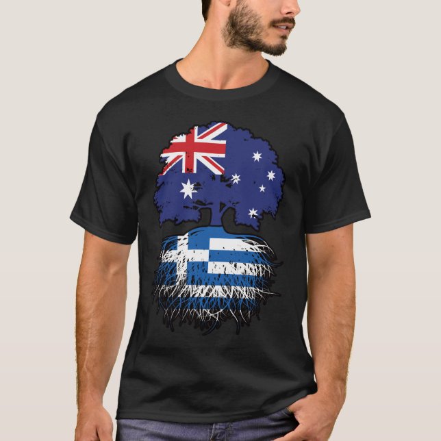 Camiseta Bandera de raíces de árboles griegos australianos (Anverso)