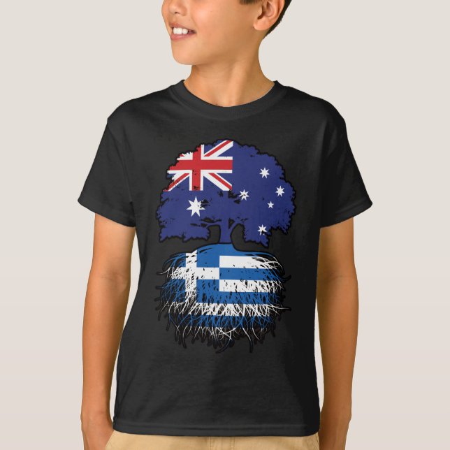 Camiseta Bandera de raíces de árboles griegos australianos (Anverso)