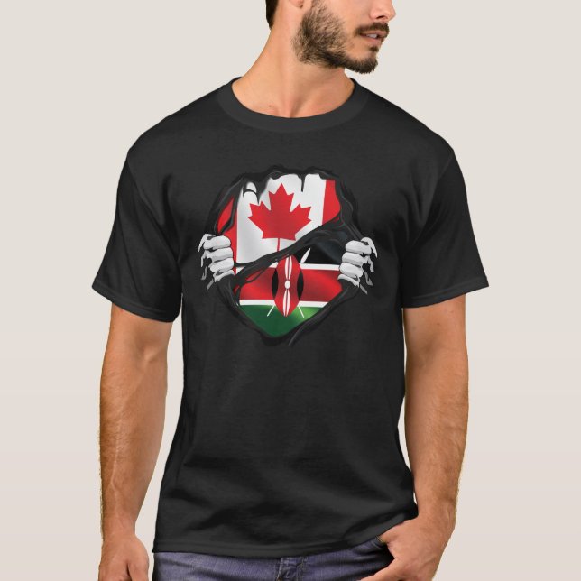 Camiseta Bandera de raíces de kenianos canadienses arrancad (Anverso)