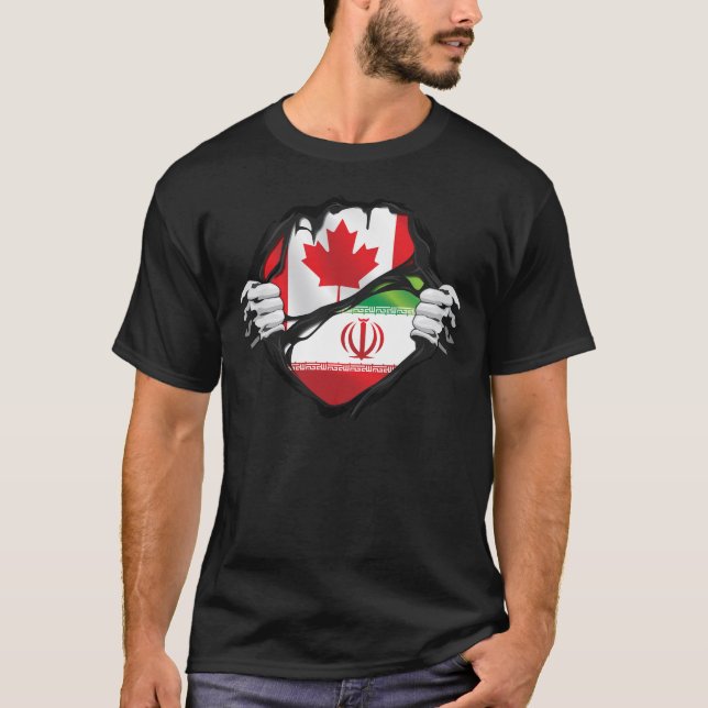 Camiseta Bandera de raíces de las manos iraníes canadienses (Anverso)