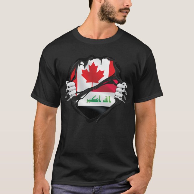 Camiseta Bandera de raíces de las manos iraquíes canadiense (Anverso)