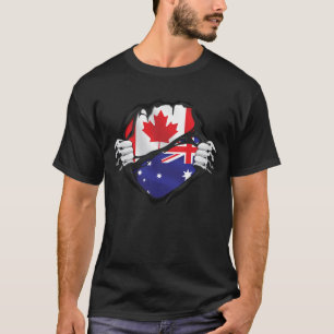 Camiseta Bandera de raíces de manos australianas canadiense