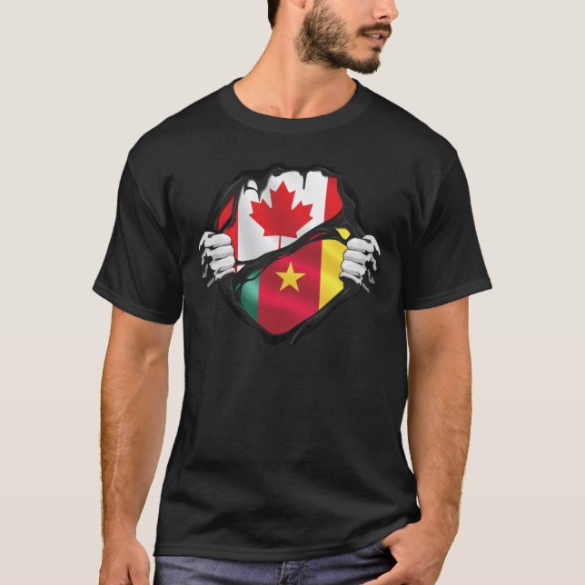 Camiseta Bandera de raíces de manos camerunesas canadienses (Anverso)