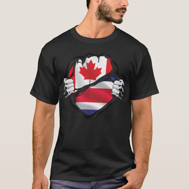 Camiseta Bandera de raíces de manos canadienses costarricen (Anverso)