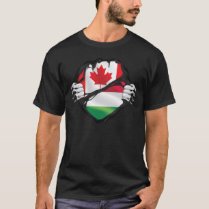 Camiseta Bandera de raíces de manos húngaras canadienses ar