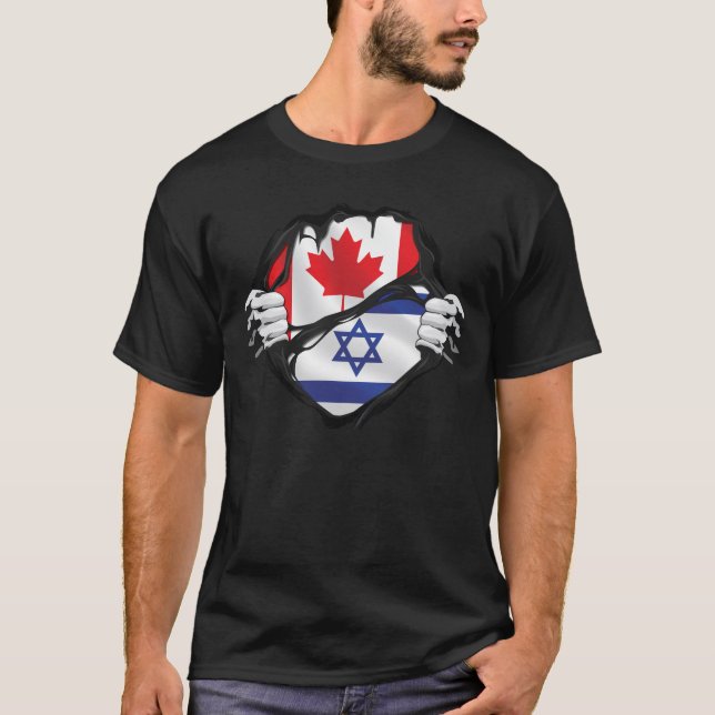 Camiseta Bandera de raíces de manos israelíes canadienses a (Anverso)
