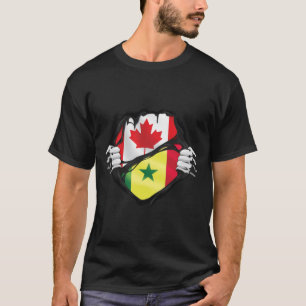 Camiseta Bandera de raíces de senegaleses canadienses arran