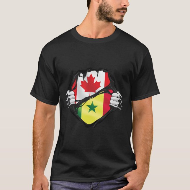 Camiseta Bandera de raíces de senegaleses canadienses arran (Anverso)
