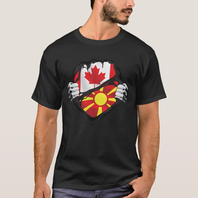 Camiseta Bandera de raíces en macedonio canadiense arrancad (Anverso)